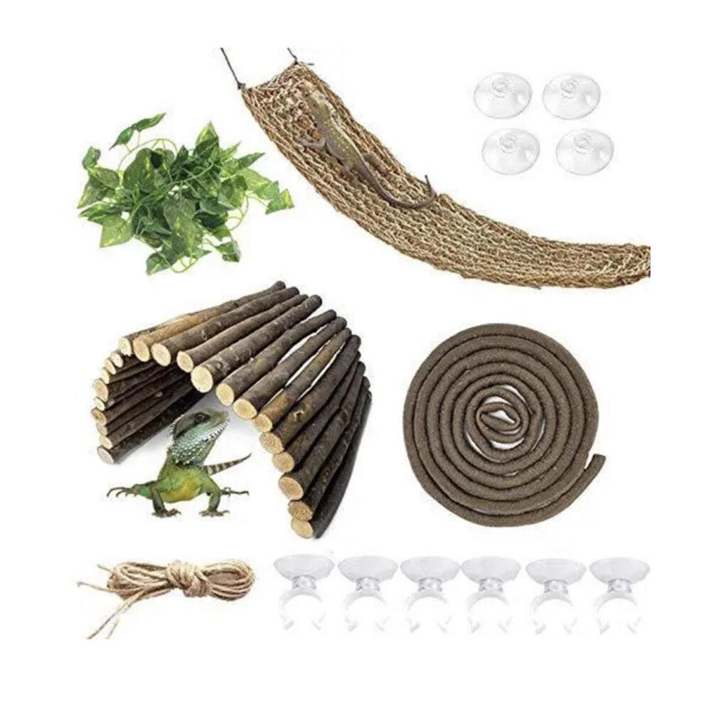 🔥🔥SOLD🔥🔥 Bearded Dragon Hammock Reptile Hideout Wooden Bridge Jungle Climber